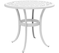 Outsunny 60 cm Round Garden Table, Cast Aluminium Outdoor Patio Table, White