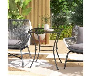 Outsunny 60 cm Square Metal table Outdoor Bistro Table Coffee Desk, Black