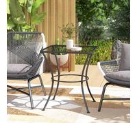 OUTSUNNY 60 cm Square Metal table Outdoor Bistro Table Coffee Desk, Black Outsunny Black