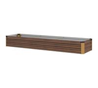 Outsunny 60 x 240cm Galvanised Steel Planter, with Open Bottom, Brown