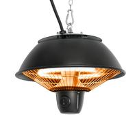 Outsunny 600W Electric Heater Ceiling Hanging Halogen Light W/ Hook Chain In Black Black