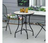 Outsunny 60Cm Mosaic Round Bistro Table Outdoor Garden Side Table, Green