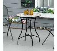 Outsunny 60cm Mosaic Round Bistro Table Outdoor Garden Side Table, Green, Green