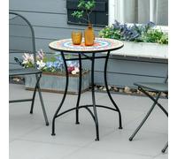 Outsunny 60cm Mosaic Round Bistro Table Outdoor Garden Side Table, Red