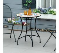 Outsunny 60cm Mosaic Round Bistro Table Outdoor Garden Side Table, Red, Red