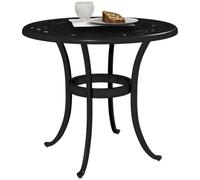 Outsunny 60cm Round Garden Table with Cast Aluminium Frame, Black