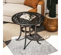 Outsunny 60cm Round Garden Table with Cast Aluminium Frame, Black, Black