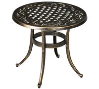 Outsunny 60cm Round Hollow Top Design Side Table with Cast Aluminum Frame