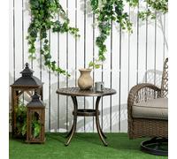 Outsunny 60cm Round Hollow Top Design Side Table with Cast Aluminum Frame