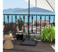 Outsunny 60Kg Square Parasol Base With Wheels Fillable Plastic Umbrella Stand