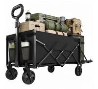 Outsunny 60L Foldable Festival Trolley on Wheels, Drop-Down Tailgate, Black