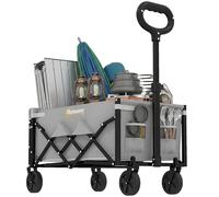 Outsunny 60L Foldable Festival Trolley on Wheels, Drop-Down Tailgate, Grey