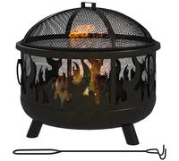 61.5cm 2-In-1 Outdoor Fire Pit & Firewood BBQ Garden Cooker Heater Outsunny Black One Size