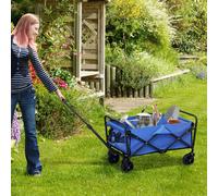 Outsunny 62L Festival Trolley, 120kg Heavy Duty Folding Trolley Cart, Blue, Blue