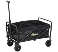Outsunny 62L Festival Trolley on Wheels, Garden Folding Trolley Cart, 120kg Heavy Duty Collapsible Folding Wagon with Adjustable Handle and Carrying Bag for Beach, Camping, Festival, Black