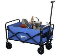 Outsunny 62L Festival Trolley on Wheels, Garden Folding Trolley Cart, 120kg Heavy Duty Collapsible Folding Wagon with Adjustable Handle and Carrying Bag for Beach, Camping, Festival, Blue