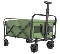 Outsunny 62L Festival Trolley on Wheels, Garden Folding Trolley Cart, 120kg Heavy Duty Collapsible Folding Wagon with Adjustable Handle and Carrying Bag for Beach, Camping, Festival, Green