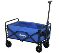 Outsunny 62L Festival Trolley on Wheels, Garden Folding Trolley Cart, 120kg Heavy Duty Collapsible Folding Wagon with Adjustable Handle and Carrying Bag for Beach, Camping, Festival, Blue