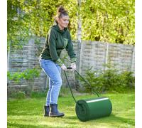 Outsunny 30 L Lawn Roller Large Heavy Duty Metal Sand or Water Filled - 123L x 58W x 40Hcm - Green