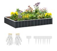 Outsunny Metal Raised Garden Bed No Bottom Diy Large Planter Box W/ Gloves