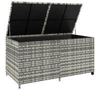 Outsunny 650L Extra Large Garden Storage Box with 2 Wheels, Rattan Deck Box with Waterproof Zipped Liner, Safe Pneumatic Rods, Patio Rattan Storage Container for Backyard Gardening Tools, Mixed Grey
