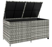 Outsunny 650L Garden Storage Box with 2 Wheels, Rattan Deck Box with Waterproof Zipped Liner, Safe Pneumatic Rods, Mixed Grey
