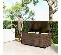 Outsunny 650L Extra Large Garden Storage Box with 2 Wheels, Rattan Deck Box with Waterproof Zipped Liner, Safe Pneumatic Rods, Patio Rattan Storage Container for Backyard Gardening Tools, Mixed Brown