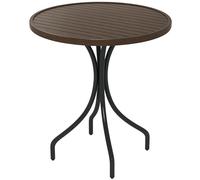 Outsunny Round Garden Table Outdoor Side Table With Steel Frame Brown Brown