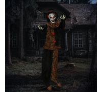 Outsunny 67" Halloween Circus Clown, Lighted Life Size Animated Prop, Black
