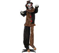 Outsunny 67 Inch Life Size Outdoor Halloween Decorations Talking Circus Clown, Animated Prop Animatronic Decor with Light Up Eyes, Laughter