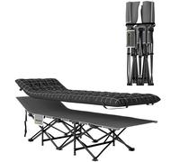 Outsunny 67cm Wide Folding Bed, Camping Cot for Adults with Mattress, Storage Pocket, Carry Bag, Max Load 150kg, Black