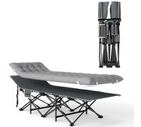 Outsunny 68cm Wide Folding Bed, Camping Cot for Adults with Mattress, Carry Bag, Storage Pocket, Max Load 150kg, Light Grey