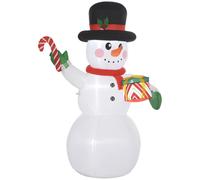 6FT Inflatable Snowman with Candy Cane and Gift Box for Party Outsunny White One Size