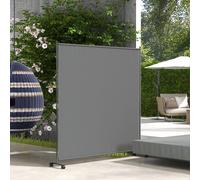 OUTSUNNY 6FT Metal Garden Screen, Room Divider with Wheels, Dark Grey Outsunny Dark Grey