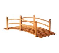 Outsunny 6FT Wooden Garden Bridge with Safety Railings, Classic Arc Footbridge for Stream Pond Walkway, Orange
