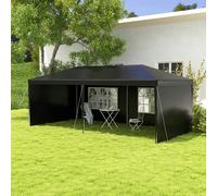 Outsunny 6 x 3 m Party Tent Gazebo Marquee Outdoor Patio Canopy Shelter with Windows and Side Panels, Black Aosom UK