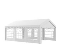 Outsunny 6m x 4m Marquee Party Tent, Heavy Duty Wedding Canopy with Sidewalls, Doors, Windows, Galvanised Garden Gazebo for Parties Events, White White
