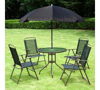 Outsunny 6PC Garden Dining Set Outdoor Furniture Folding Chairs Table Parasol