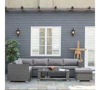 Outsunny 6PC PE Rattan Corner Sofa Set Outdoor Conservatory Furniture w/ Cushion