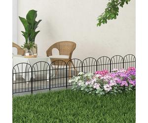 Outsunny 6PCs Decorative Garden Fencing 24in x 12ft Metal Border Edging - Black - 8 - Metal