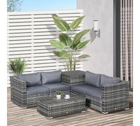 Outsunny 6Pcs Rattan Sofa Set Garden Sectional Garden Wicker Cushion In Grey