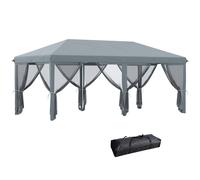 Outsunny 6x3m Pop Up Gazebo, Wedding Tent w/ 6 Mesh Walls & Carry Bag, Grey Aosom UK