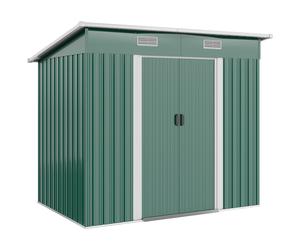 Outsunny 6x4 Tin Shed with Sliding door and Air vents, Tool Storage Box for Backyard, Patio and Lawn, Green Aosom UK