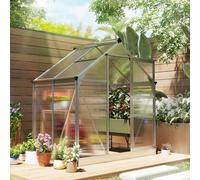 OUTSUNNY 6x4ft Walk-In Polycarbonate Greenhouse Plant Grow Galvanied Aluminium in Silver Outsunny Silver