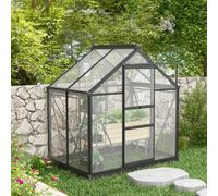 Outsunny 6X4Ft Walk-In Polycarbonate Greenhouse Plant Grow Galvanized Aluminium