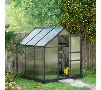 Outsunny 6x4ft Walk-In Polycarbonate Greenhouse Plant Grow Galvanized Aluminium - Grey - 6x6ft