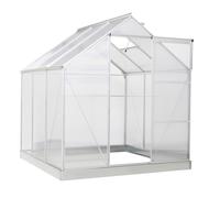 Outsunny 6x6ft Walk-In Greenhouse Polycarb. Panels Aluminium Frame Sliding Door