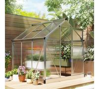 Outsunny 6X6Ft Walk-In Polycarbonate Greenhouse Plant Grow Aluminium Frame In Silver