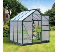 Outsunny 6X6Ft Walk-In Polycarbonate Greenhouse Plant Grow Galvanized Aluminium