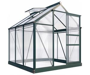 Outsunny 6x6ft Walk-In Polycarbonate Greenhouse Plant Grow Galvanized Aluminium